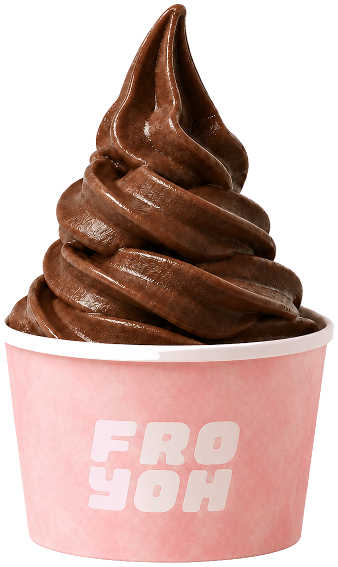 Chocolate frozen yogurt swirl in a Fro Yoh cup